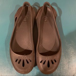 CROCS Black Slingback Slip On Rubber Flats